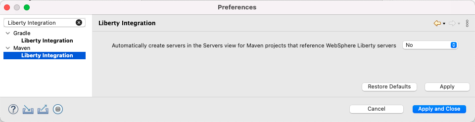Liberty Developer Tools disabling the Servers view for the Eclipse IDE
