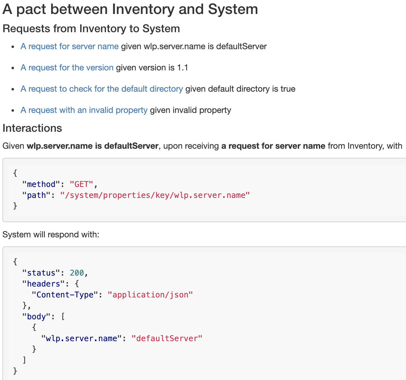 Pact Broker webpage for Interactions